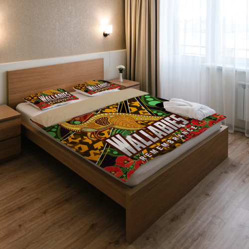 Wallabies Rugby Bedding Set - Anzac Day Aboriginal Inspired Wallabies Kangaroo Bedding Set Wallabies Rugby Bedding Set - Anzac Day Aboriginal Inspired Wallabies Kangaroo Bedding Set