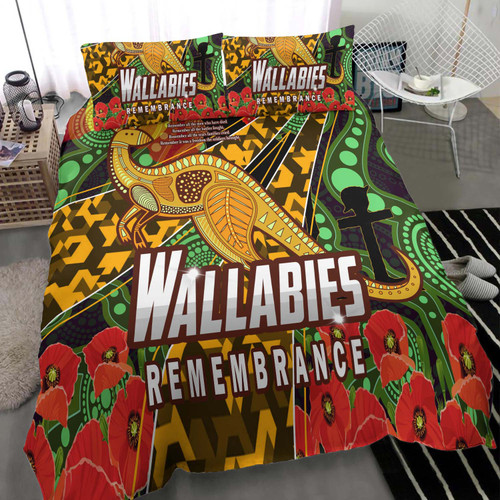 Wallabies Rugby Bedding Set - Anzac Day Aboriginal Inspired Wallabies Kangaroo Bedding Set Wallabies Rugby Bedding Set - Anzac Day Aboriginal Inspired Wallabies Kangaroo Bedding Set