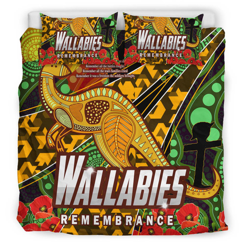 Wallabies Rugby Bedding Set - Anzac Day Aboriginal Inspired Wallabies Kangaroo Bedding Set Wallabies Rugby Bedding Set - Anzac Day Aboriginal Inspired Wallabies Kangaroo Bedding Set