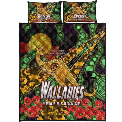 Wallabies Rugby Quilt Bed Set - Anzac Day Aboriginal Inspired Wallabies Kangaroo Quilt Bed Set Wallabies Rugby Quilt Bed Set - Anzac Day Aboriginal Inspired Wallabies Kangaroo Quilt Bed Set