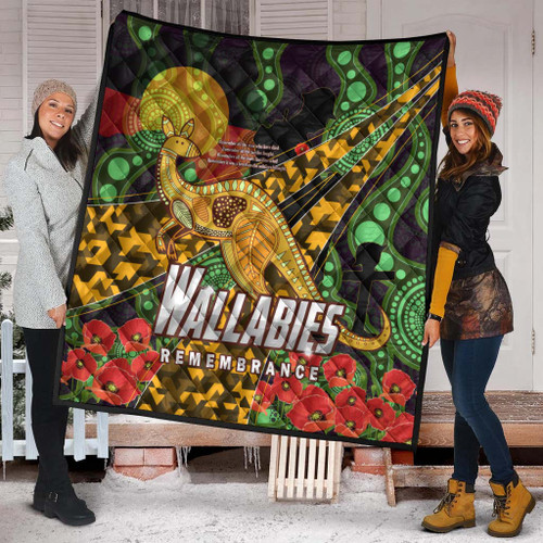 Wallabies Rugby Quilt - Anzac Day Aboriginal Inspired Wallabies Kangaroo Quilt Wallabies Rugby Quilt - Anzac Day Aboriginal Inspired Wallabies Kangaroo Quilt