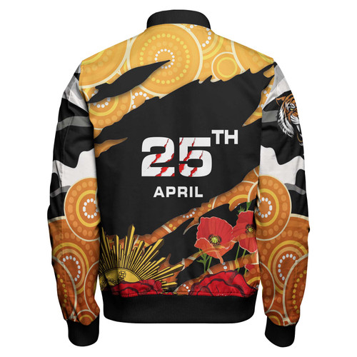 Australia Sydney Anzac Bomber Jacket - Anzac Aboriginal Inspired with Poppy Flower Bomber Jacket Australia Sydney Anzac Bomber Jacket - Anzac Aboriginal Inspired with Poppy Flower Bomber Jacket