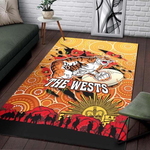 Sydney Roosters Anzac Area Rug - Anzac Aboriginal Inspired with Poppy Flower Area Rug Sydney Roosters Anzac Area Rug - Anzac Aboriginal Inspired with Poppy Flower Area Rug