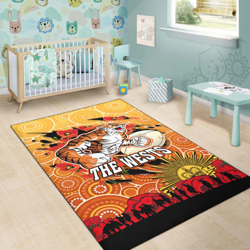 Sydney Roosters Anzac Area Rug - Anzac Aboriginal Inspired with Poppy Flower Area Rug Sydney Roosters Anzac Area Rug - Anzac Aboriginal Inspired with Poppy Flower Area Rug