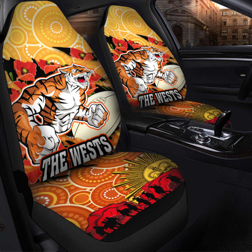 Australia Sydney Anzac Car Seat Cover - Anzac Aboriginal Inspired with Poppy Flower Car Seat Cover Australia Sydney Anzac Car Seat Cover - Anzac Aboriginal Inspired with Poppy Flower Car Seat Cover