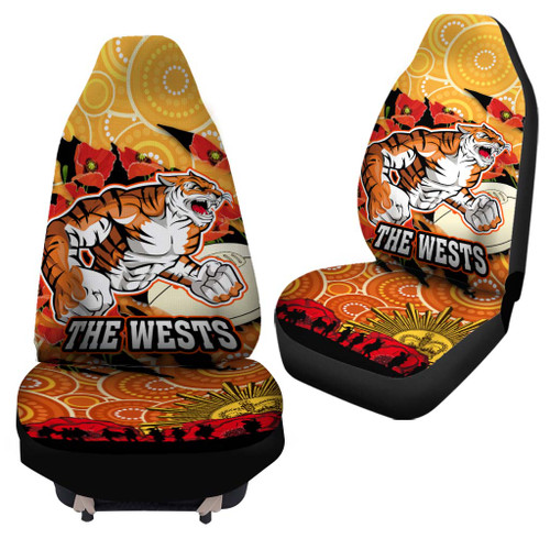Australia Sydney Anzac Car Seat Cover - Anzac Aboriginal Inspired with Poppy Flower Car Seat Cover Australia Sydney Anzac Car Seat Cover - Anzac Aboriginal Inspired with Poppy Flower Car Seat Cover