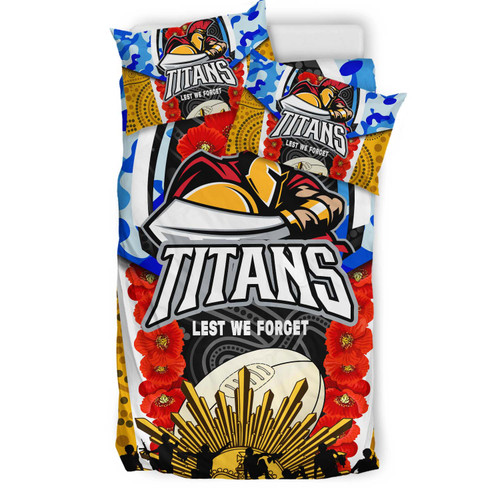 Gold Coast Titans Anzac Aboriginal Inspired Bedding Set - Gold Coast Titans with Poppy Watercolor Flower Bedding Set Gold Coast Titans Anzac Aboriginal Inspired Bedding Set - Gold Coast Titans with Poppy Watercolor Flower Bedding Set