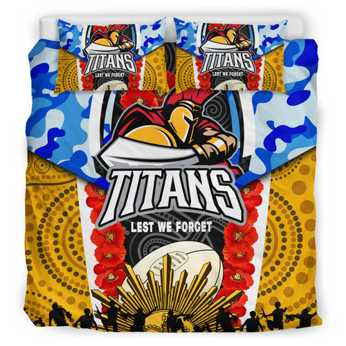 Gold Coast Titans Anzac Aboriginal Inspired Bedding Set - Gold Coast Titans with Poppy Watercolor Flower Bedding Set Gold Coast Titans Anzac Aboriginal Inspired Bedding Set - Gold Coast Titans with Poppy Watercolor Flower Bedding Set