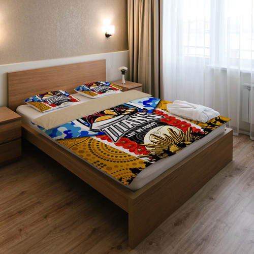Gold Coast Titans Anzac Aboriginal Inspired Bedding Set - Gold Coast Titans with Poppy Watercolor Flower Bedding Set Gold Coast Titans Anzac Aboriginal Inspired Bedding Set - Gold Coast Titans with Poppy Watercolor Flower Bedding Set