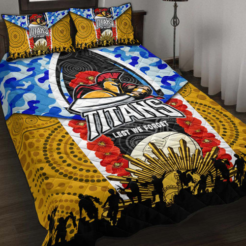 Gold Coast Titans Anzac Aboriginal Inspired Quilt Bed Set - Gold Coast Titans with Poppy Watercolor Flower Quilt Bed Set Gold Coast Titans Anzac Aboriginal Inspired Quilt Bed Set - Gold Coast Titans with Poppy Watercolor Flower Quilt Bed Set