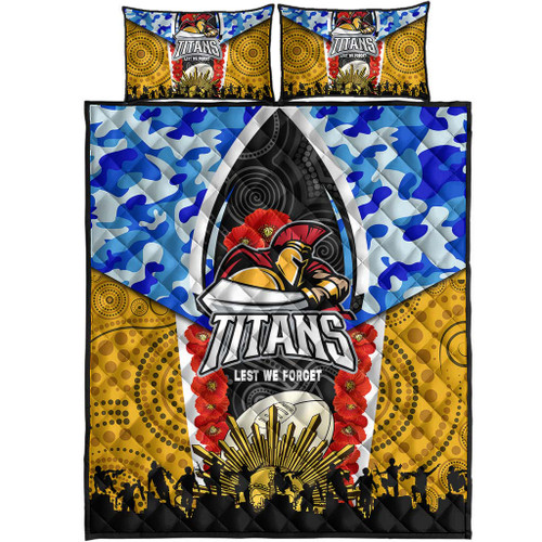 Gold Coast Titans Anzac Aboriginal Inspired Quilt Bed Set - Gold Coast Titans with Poppy Watercolor Flower Quilt Bed Set Gold Coast Titans Anzac Aboriginal Inspired Quilt Bed Set - Gold Coast Titans with Poppy Watercolor Flower Quilt Bed Set
