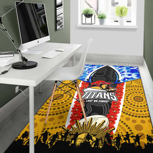 Gold Coast Titans Anzac Aboriginal Inspired Rug - Gold Coast Titans with Poppy Watercolor Flower Rug Gold Coast Titans Anzac Aboriginal Inspired Rug - Gold Coast Titans with Poppy Watercolor Flower Rug