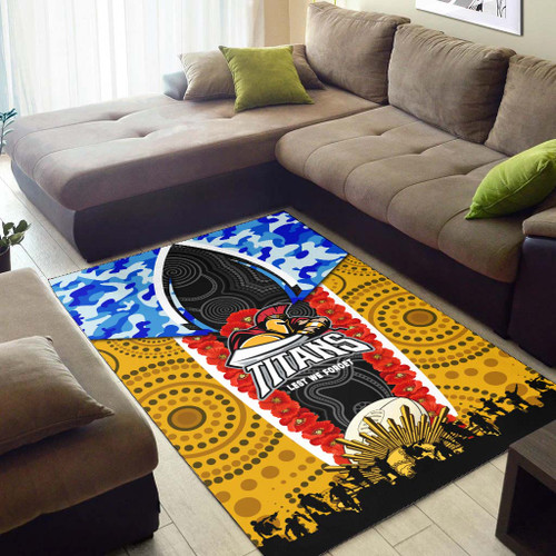 Gold Coast Titans Anzac Aboriginal Inspired Rug - Gold Coast Titans with Poppy Watercolor Flower Rug Gold Coast Titans Anzac Aboriginal Inspired Rug - Gold Coast Titans with Poppy Watercolor Flower Rug