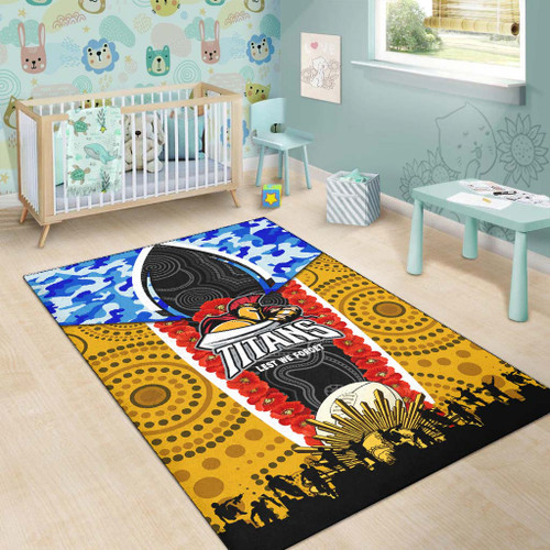 Gold Coast Titans Anzac Aboriginal Inspired Rug - Gold Coast Titans with Poppy Watercolor Flower Rug Gold Coast Titans Anzac Aboriginal Inspired Rug - Gold Coast Titans with Poppy Watercolor Flower Rug