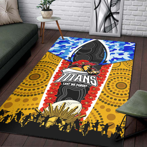 Gold Coast Titans Anzac Aboriginal Inspired Rug - Gold Coast Titans with Poppy Watercolor Flower Rug Gold Coast Titans Anzac Aboriginal Inspired Rug - Gold Coast Titans with Poppy Watercolor Flower Rug