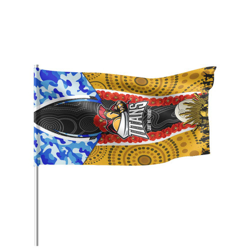 Gold Coast Titans Anzac Aboriginal Inspired Flag - Gold Coast Titans with Poppy Watercolor Flower Flag Gold Coast Titans Anzac Aboriginal Inspired Flag - Gold Coast Titans with Poppy Watercolor Flower Flag