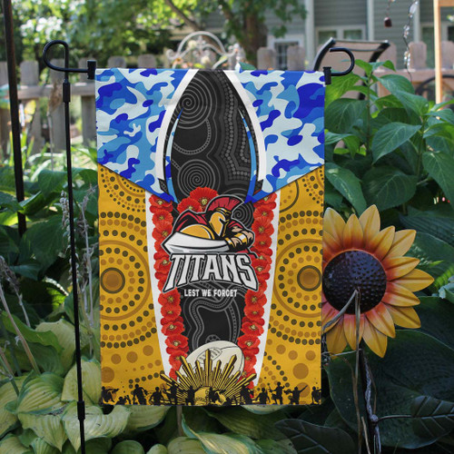 Gold Coast Titans Anzac Aboriginal Inspired Flag - Gold Coast Titans with Poppy Watercolor Flower Flag Gold Coast Titans Anzac Aboriginal Inspired Flag - Gold Coast Titans with Poppy Watercolor Flower Flag