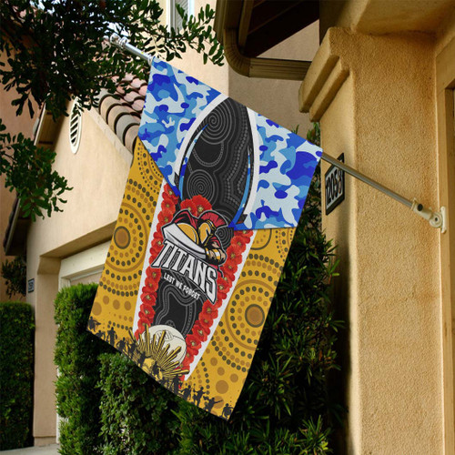Gold Coast Titans Anzac Aboriginal Inspired Flag - Gold Coast Titans with Poppy Watercolor Flower Flag Gold Coast Titans Anzac Aboriginal Inspired Flag - Gold Coast Titans with Poppy Watercolor Flower Flag