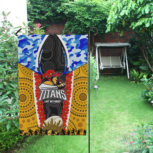 Gold Coast Titans Anzac Aboriginal Inspired Flag - Gold Coast Titans with Poppy Watercolor Flower Flag Gold Coast Titans Anzac Aboriginal Inspired Flag - Gold Coast Titans with Poppy Watercolor Flower Flag