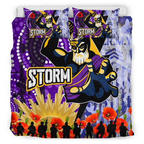 Melbourne Storm Anzac Aboriginal Inspired Bedding Set - Melbourne Storm with Remembrance Day Poppy Flower Bedding Set Melbourne Storm Anzac Aboriginal Inspired Bedding Set - Melbourne Storm with Remembrance Day Poppy Flower Bedding Set