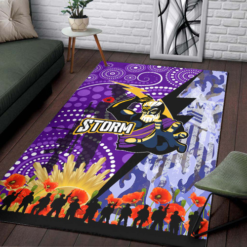 Melbourne Storm Anzac Aboriginal Inspired Area Rug - Melbourne Storm with Remembrance Day Poppy Flower Area Rug Melbourne Storm Anzac Aboriginal Inspired Area Rug - Melbourne Storm with Remembrance Day Poppy Flower Area Rug