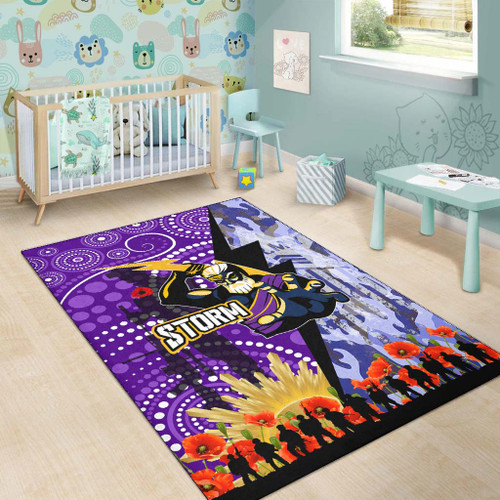 Melbourne Storm Anzac Aboriginal Inspired Area Rug - Melbourne Storm with Remembrance Day Poppy Flower Area Rug Melbourne Storm Anzac Aboriginal Inspired Area Rug - Melbourne Storm with Remembrance Day Poppy Flower Area Rug