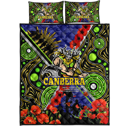 Canberra Raiders Anzac Flag Quilt Bed Set - Canberra Raiders with Anzac Day Poppy Flower Quilt Bed Set Canberra Raiders Anzac Flag Quilt Bed Set - Canberra Raiders with Anzac Day Poppy Flower Quilt Bed Set