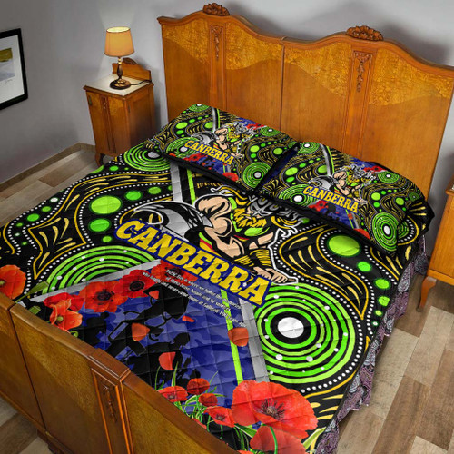Canberra Raiders Anzac Flag Quilt Bed Set - Canberra Raiders with Anzac Day Poppy Flower Quilt Bed Set Canberra Raiders Anzac Flag Quilt Bed Set - Canberra Raiders with Anzac Day Poppy Flower Quilt Bed Set