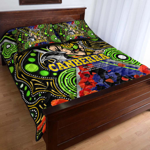 Canberra Raiders Anzac Flag Quilt Bed Set - Canberra Raiders with Anzac Day Poppy Flower Quilt Bed Set Canberra Raiders Anzac Flag Quilt Bed Set - Canberra Raiders with Anzac Day Poppy Flower Quilt Bed Set