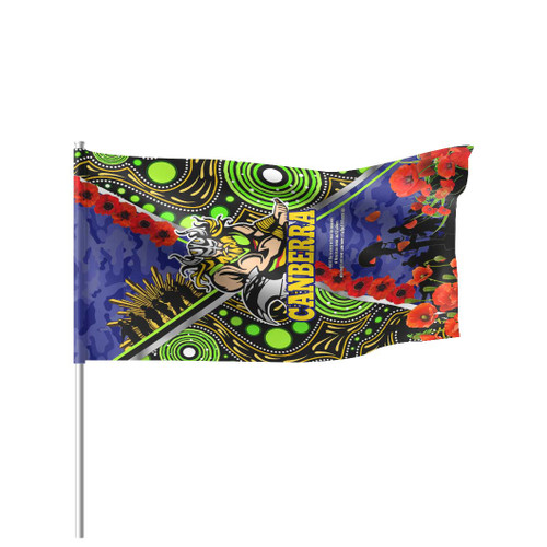 Canberra Raiders Anzac Flag - Canberra Raiders with Anzac Day Poppy Flower Flag Canberra Raiders Anzac Flag - Canberra Raiders with Anzac Day Poppy Flower Flag