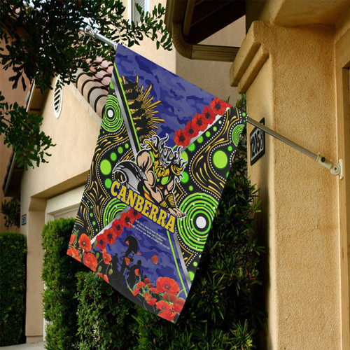 Canberra Raiders Anzac Flag - Canberra Raiders with Anzac Day Poppy Flower Flag Canberra Raiders Anzac Flag - Canberra Raiders with Anzac Day Poppy Flower Flag