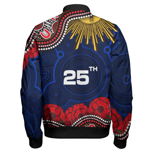 Australia Sydney Anzac Custom Bomber Jacket - Anzac Day Sydney Aboriginal Inspired Bomber Jacket Australia Sydney Anzac Custom Bomber Jacket - Anzac Day Sydney Aboriginal Inspired Bomber Jacket