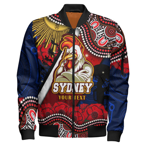 Australia Sydney Anzac Custom Bomber Jacket - Anzac Day Sydney Aboriginal Inspired Bomber Jacket Australia Sydney Anzac Custom Bomber Jacket - Anzac Day Sydney Aboriginal Inspired Bomber Jacket
