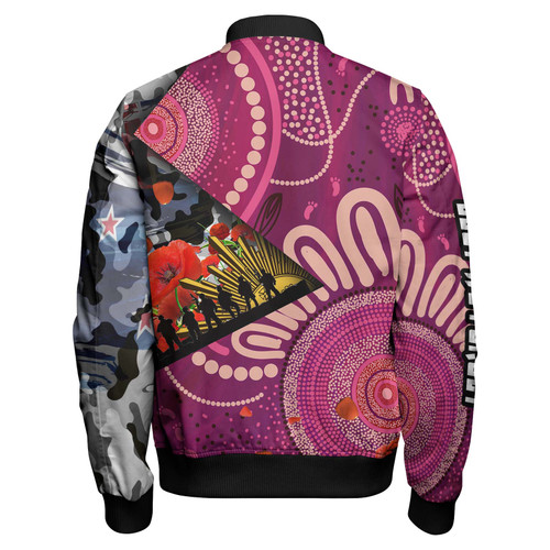 Maroons Rugby Anzac Aboriginal Inspired Bomber Jacket - Maroons Aboriginal Inspired Pattern with Anzac Day Poppy Flower Bomber Jacket Maroons Rugby Anzac Aboriginal Inspired Bomber Jacket - Maroons Aboriginal Inspired Pattern with Anzac Day Poppy Flower Bomber Jacket