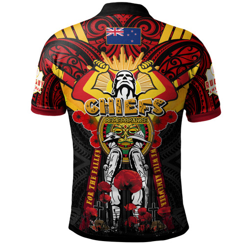 Waikato Chiefs Custom Polo Shirt - New Zealand Chiefs With Maori Patterns And Poppy Flowers Waikato Chiefs Custom Polo Shirt - New Zealand Chiefs With Maori Patterns And Poppy Flowers