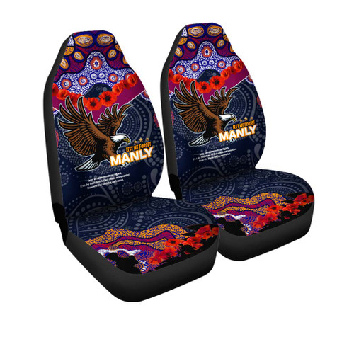 Australia Sea Eagles Anzac Car Seat Cover - Lest We Forget Aboriginal Inspired Patterns Car Seat Cover