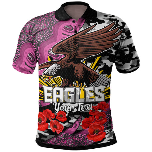 Australia Sea Eagles Anzac Custom Polo Shirt - Australia Sea Eagles Aboriginal Inspired with Poppy Flower Polo Shirt