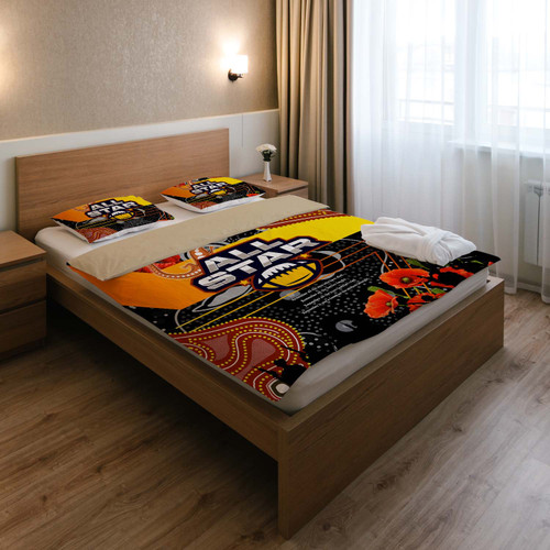 All Stars Rugby Anzac Aboriginal Inspired Bedding Set - All Stars with Anzac Day with Poppy Flower Bedding Set All Stars Rugby Anzac Aboriginal Inspired Bedding Set - All Stars with Anzac Day with Poppy Flower Bedding Set
