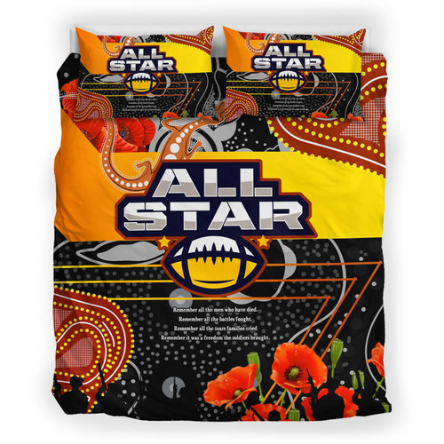 All Stars Rugby Anzac Aboriginal Inspired Bedding Set - All Stars with Anzac Day with Poppy Flower Bedding Set All Stars Rugby Anzac Aboriginal Inspired Bedding Set - All Stars with Anzac Day with Poppy Flower Bedding Set