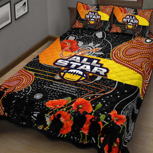 All Stars Rugby Anzac Aboriginal Inspired Quilt Bed Set - All Stars with Anzac Day with Poppy Flower Quilt Bed Set All Stars Rugby Anzac Aboriginal Inspired Quilt Bed Set - All Stars with Anzac Day with Poppy Flower Quilt Bed Set