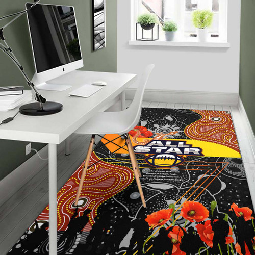 All Stars Rugby Anzac Aboriginal Inspired Area Rug - All Stars with Anzac Day with Poppy Flower Area Rug All Stars Rugby Anzac Aboriginal Inspired Area Rug - All Stars with Anzac Day with Poppy Flower Area Rug