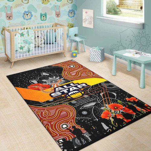 All Stars Rugby Anzac Aboriginal Inspired Area Rug - All Stars with Anzac Day with Poppy Flower Area Rug All Stars Rugby Anzac Aboriginal Inspired Area Rug - All Stars with Anzac Day with Poppy Flower Area Rug
