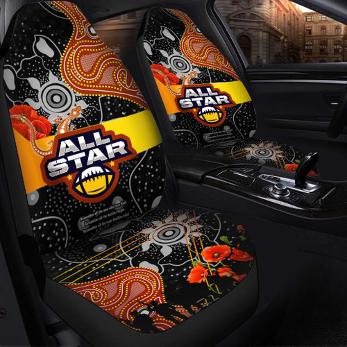 All Stars Rugby Anzac Aboriginal Inspired Car Seat Cover - All Stars with Anzac Day with Poppy Flower Car Seat Cover All Stars Rugby Anzac Aboriginal Inspired Car Seat Cover - All Stars with Anzac Day with Poppy Flower Car Seat Cover