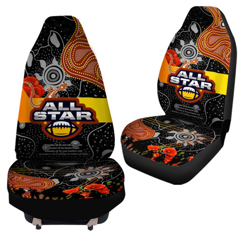 All Stars Rugby Anzac Aboriginal Inspired Car Seat Cover - All Stars with Anzac Day with Poppy Flower Car Seat Cover All Stars Rugby Anzac Aboriginal Inspired Car Seat Cover - All Stars with Anzac Day with Poppy Flower Car Seat Cover
