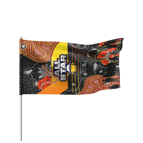All Stars Rugby Anzac Aboriginal Inspired Flag - All Stars with Anzac Day with Poppy Flower Flag All Stars Rugby Anzac Aboriginal Inspired Flag - All Stars with Anzac Day with Poppy Flower Flag