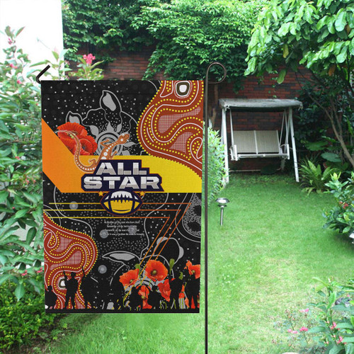 All Stars Rugby Anzac Aboriginal Inspired Flag - All Stars with Anzac Day with Poppy Flower Flag All Stars Rugby Anzac Aboriginal Inspired Flag - All Stars with Anzac Day with Poppy Flower Flag