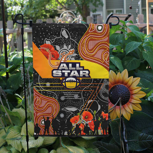 All Stars Rugby Anzac Aboriginal Inspired Flag - All Stars with Anzac Day with Poppy Flower Flag All Stars Rugby Anzac Aboriginal Inspired Flag - All Stars with Anzac Day with Poppy Flower Flag