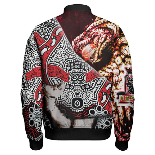 Illawarra and St George Indigenous Custom Patronage Bomber Jacket - Illawarra and St George Bloods In My Veins Illawarra and St George Indigenous Custom Patronage Bomber Jacket - Illawarra and St George Bloods In My Veins