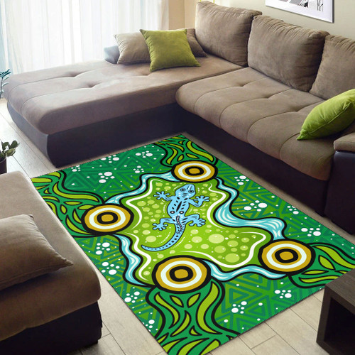 Australia Aboriginal Area Rug - Aboriginal style of background with lizard Australia Aboriginal Area Rug - Aboriginal style of background with lizard