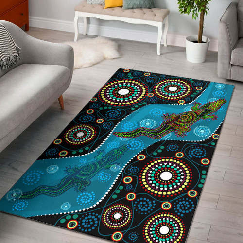 Australia Aboriginal Area Rug - Aboriginal Dreamtime Crocodile Australia Aboriginal Area Rug - Aboriginal Dreamtime Crocodile